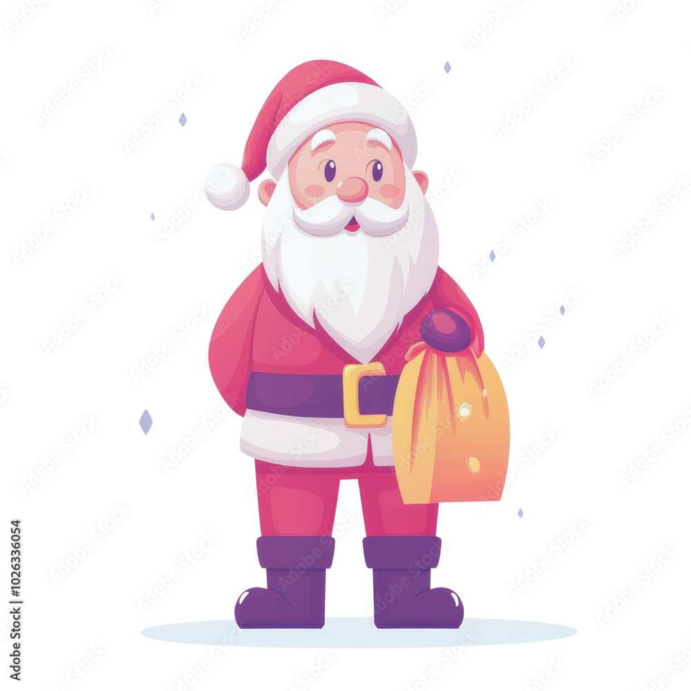Adorable cartoon Santa Claus holding a yellow gift bag, perfect for holiday illustrations, Christmas cards, and festive projects. Adorable cartoon Santa Claus holding a yellow gift bag, perfect for holiday illustrations, Christmas cards, and festive projects.