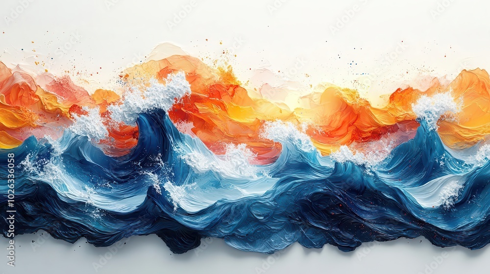 whimsical ocean waves splash against a bright white background infused with vibrant handpainted details that celebrate the joy of summer fun whimsical ocean waves splash against a bright white background infused with vibrant handpainted details that celebrate the joy of summer fun