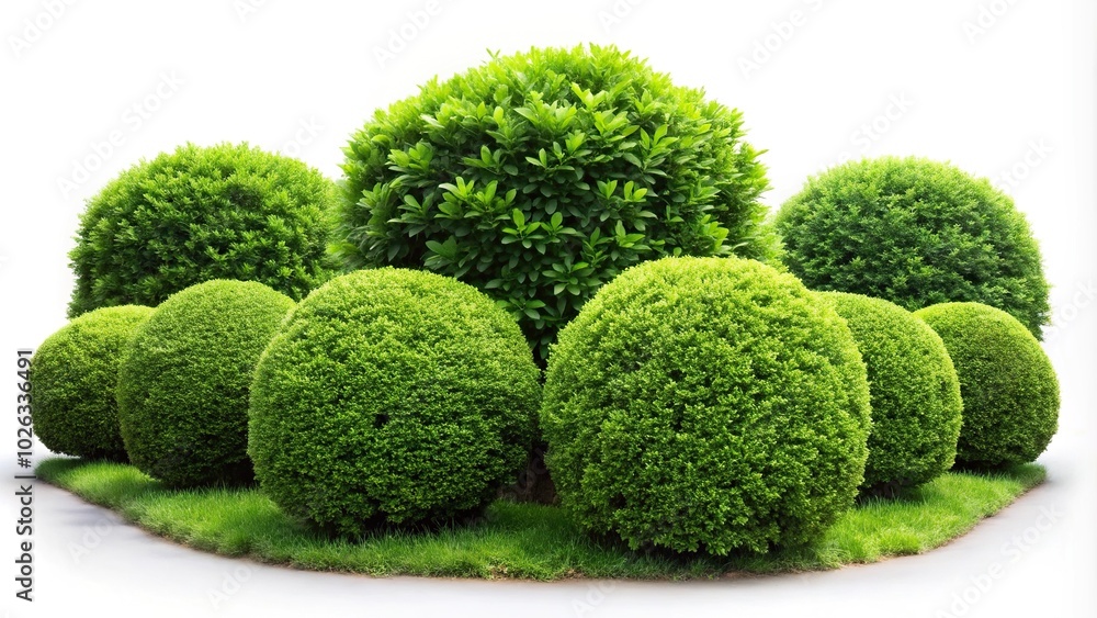 Reflected green garden bushes cut out on white background Reflected green garden bushes cut out on white background