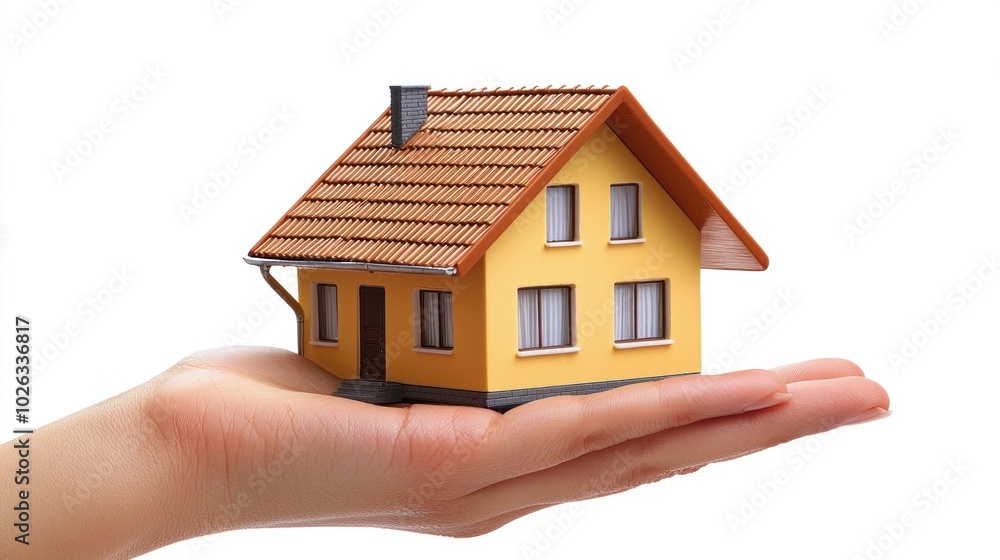 Guardian of Home: Hand Protecting Small House Model - Concept of Homeownership and Safety Guardian of Home: Hand Protecting Small House Model - Concept of Homeownership and Safety