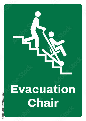 OSHA/ANSI emergency and first aid safety signs sentence case text_evacuation chair._portrait size a4/a3/a2/a1	
