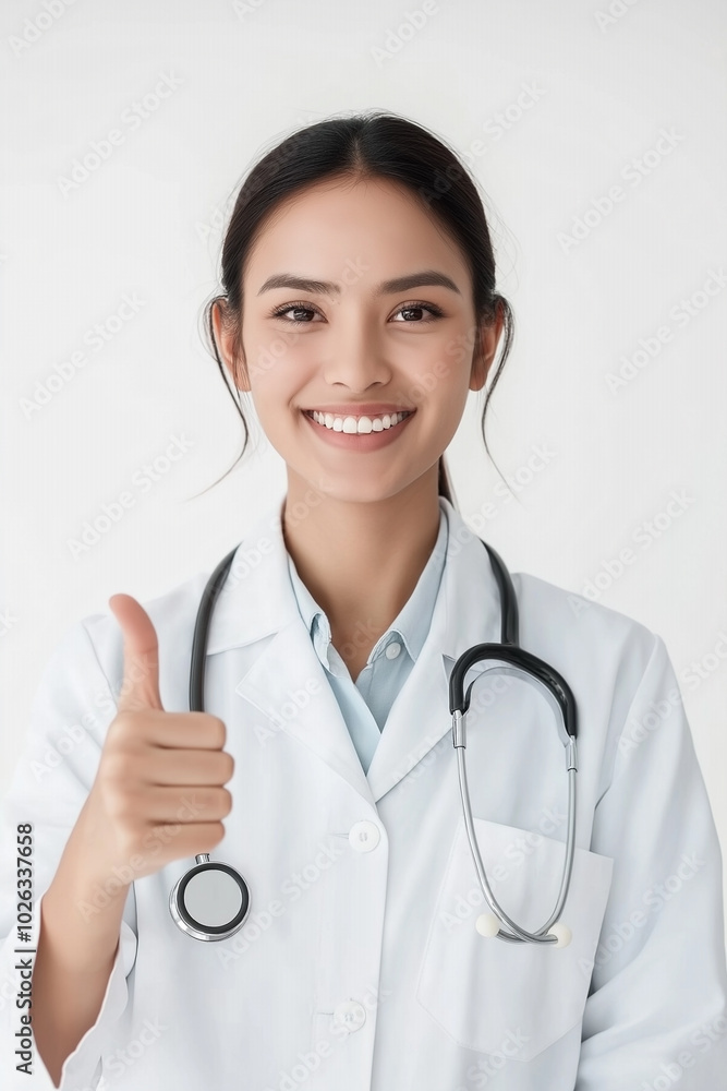 Smiling doctor in white coat looking into camera. Space for text. Space for text. Health. Smiling doctor in white coat looking into camera. Space for text. Space for text. Health.