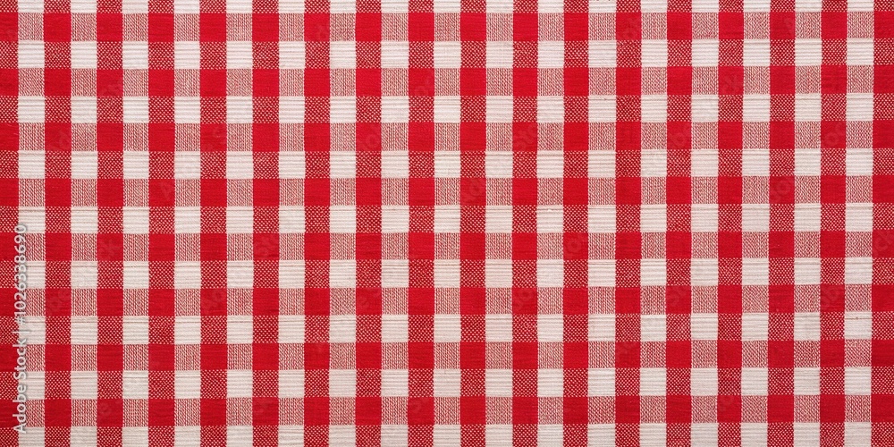 Red and white checkered tablecloth texture viewed from above Red and white checkered tablecloth texture viewed from above