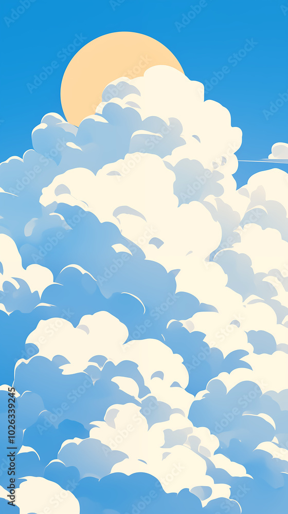 Hand drawn cartoon flat blue sky and white clouds illustration background
Hand drawn cartoon flat blue sky and white clouds illustration background
