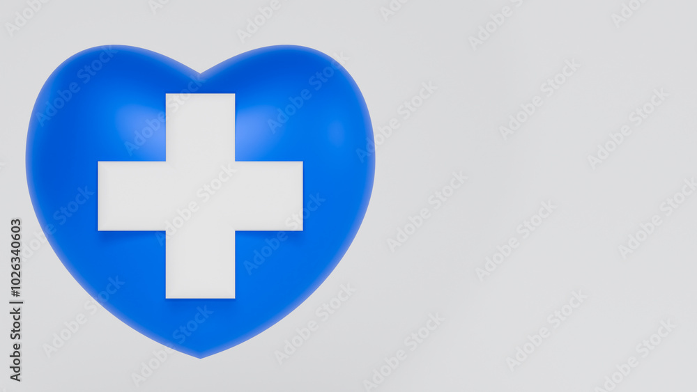 A blue heart with a white cross in its center. A modern, minimalist symbol of health and well-being. Perfect for designs related to medicine, first aid and health awareness campaigns. A blue heart with a white cross in its center. A modern, minimalist symbol of health and well-being. Perfect for designs related to medicine, first aid and health awareness campaigns.