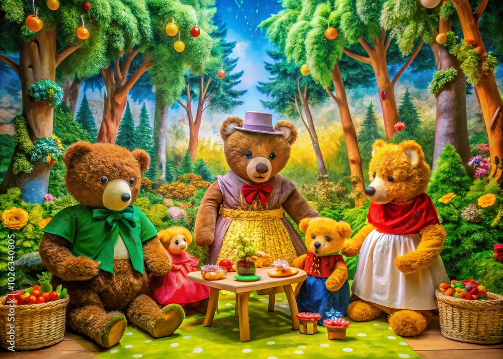 Enchanting Goldilocks and the Three Bears Backdrop for Children's Parties and Storytelling Events with Whimsical Forest Enchanting Goldilocks and the Three Bears Backdrop for Children's Parties and Storytelling Events with Whimsical Forest