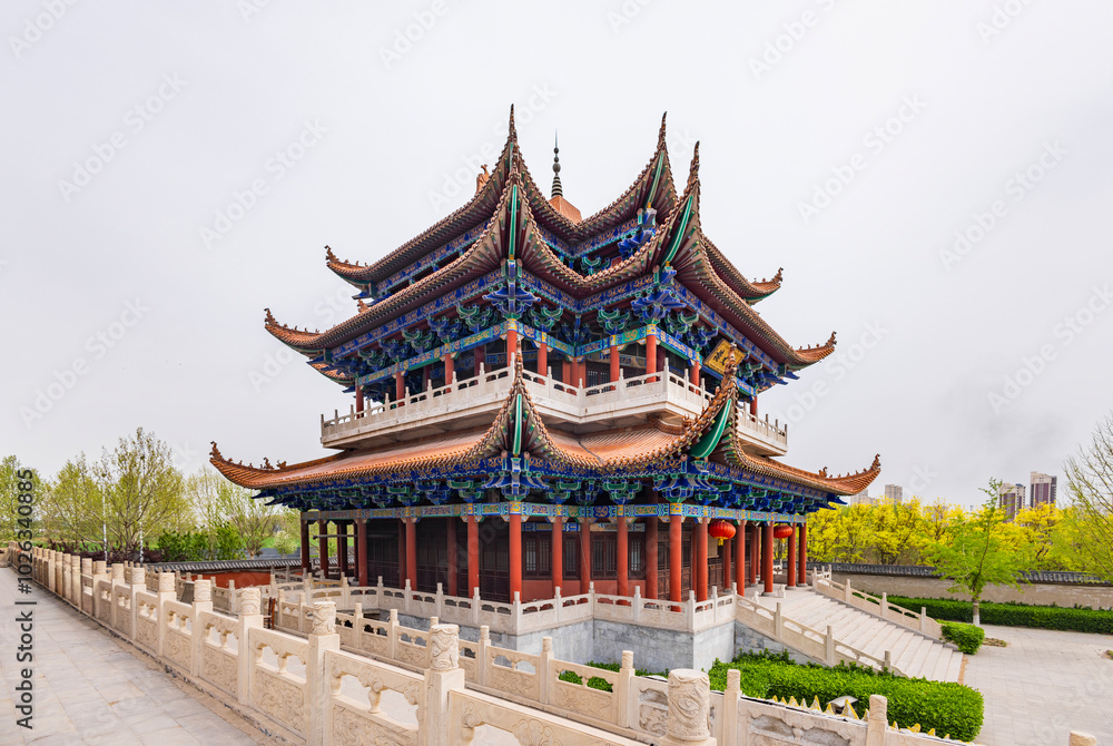 Fototapeta premium Landscape of Great Mercy Zen Temple, Shengfang town, Hebei