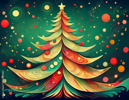 abstract colorful illustration of a cristmas tree for the background of a christmas geetings card photo