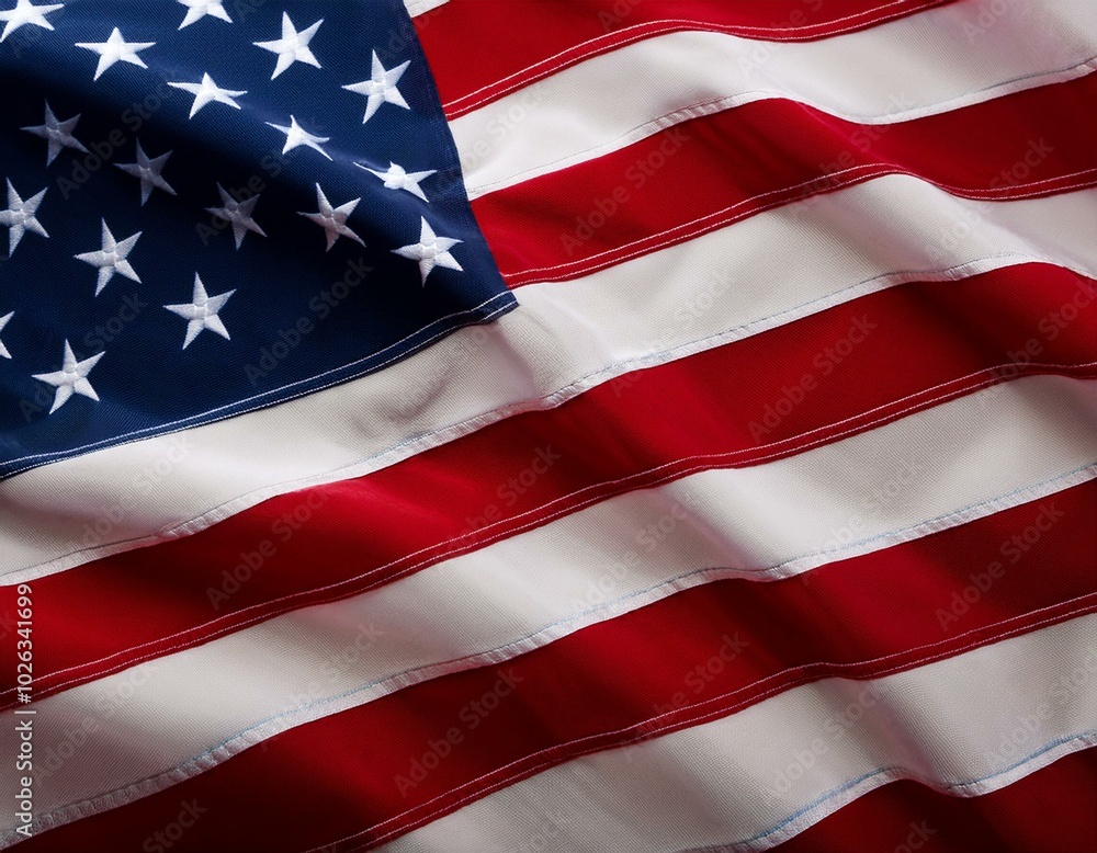 Obraz premium american flag wave close up