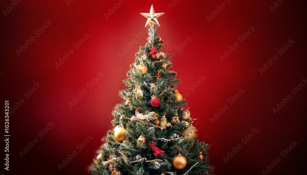 christmas tree with decorations and stars christmas tree with decorations and stars
