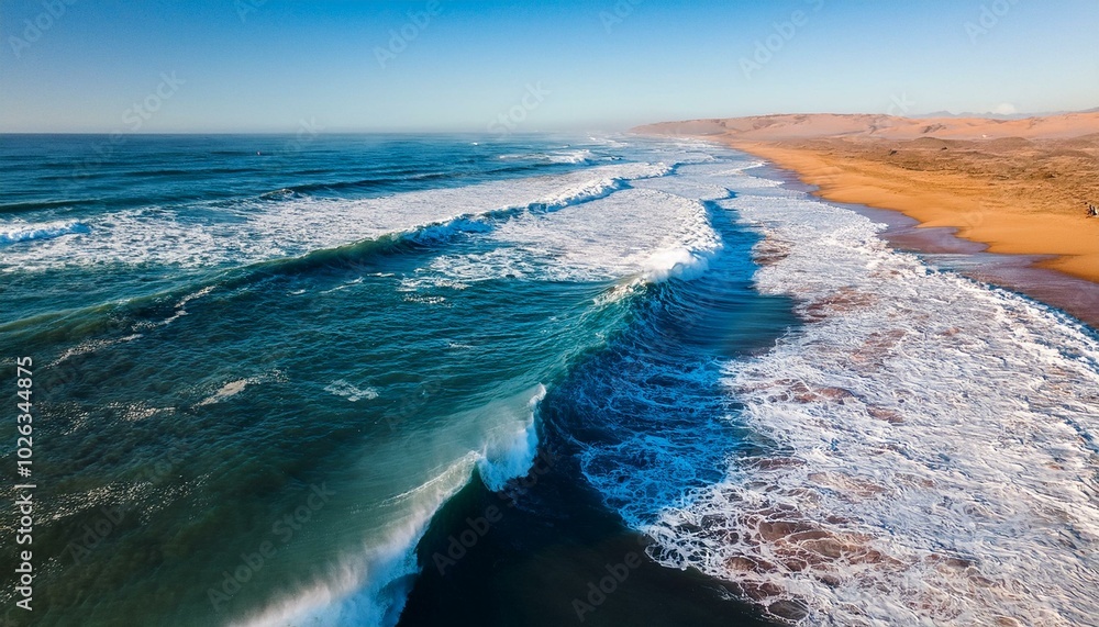 Obraz premium drone footage of ocean waves tamri morocco