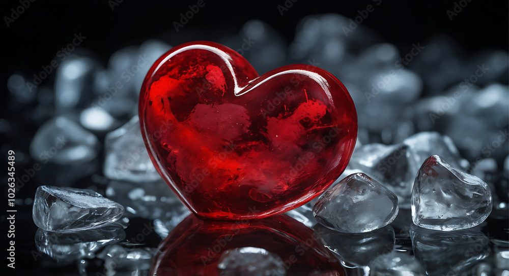 Frozen Love: Red Heart in Ice Symbolizing Passion and Emotion Frozen Love: Red Heart in Ice Symbolizing Passion and Emotion