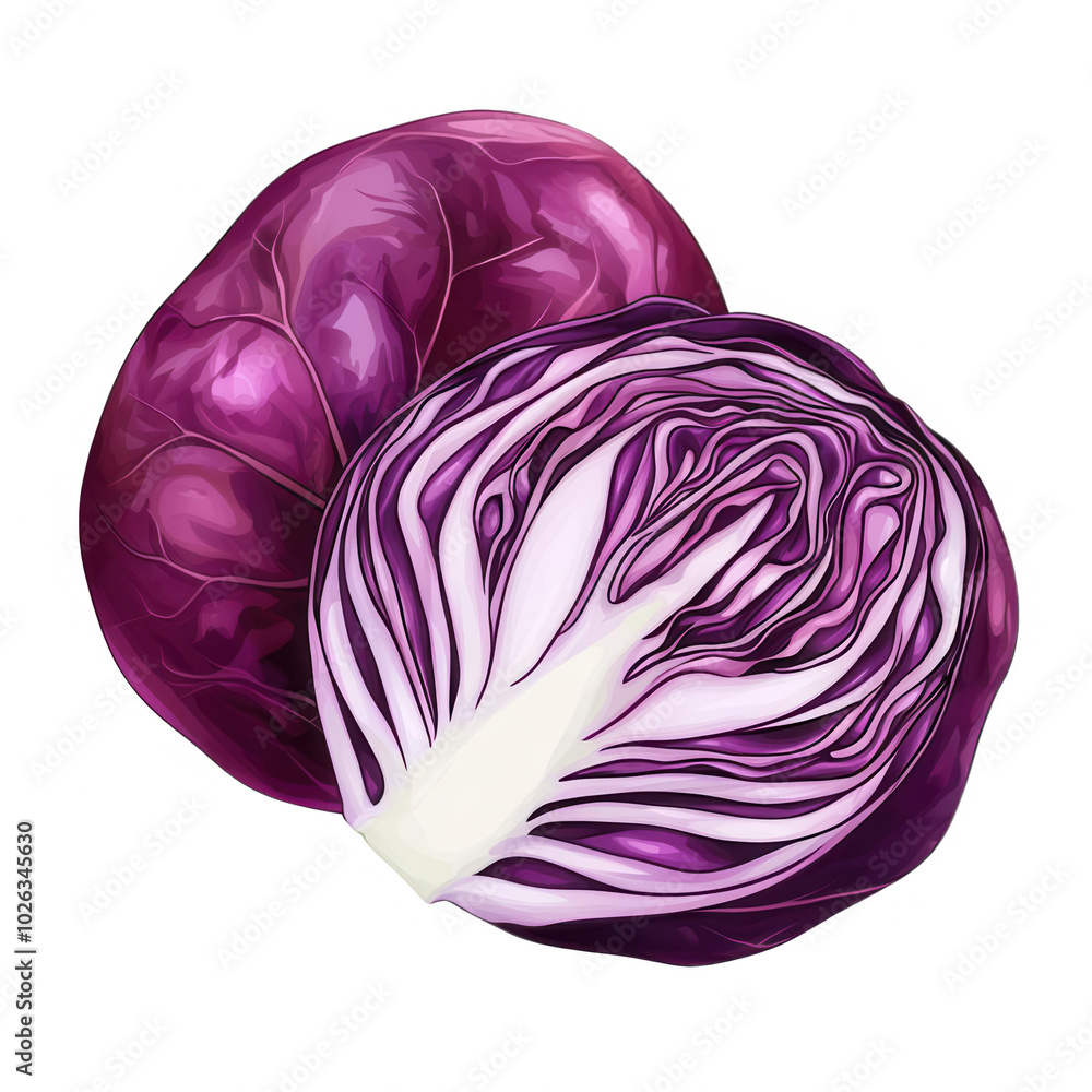 Fototapeta premium Two fresh red cabbages on a white isolate background.