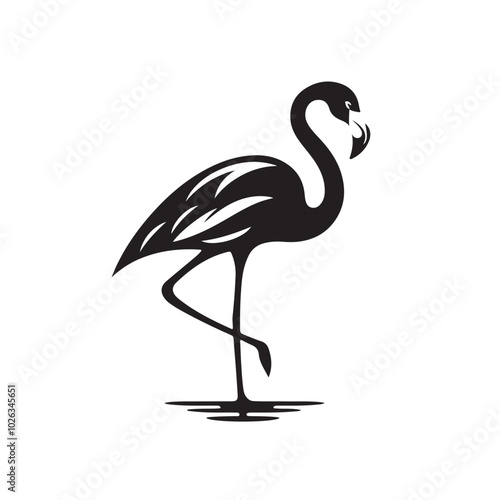 Elegant Black Flamingo Silhouette Illustration