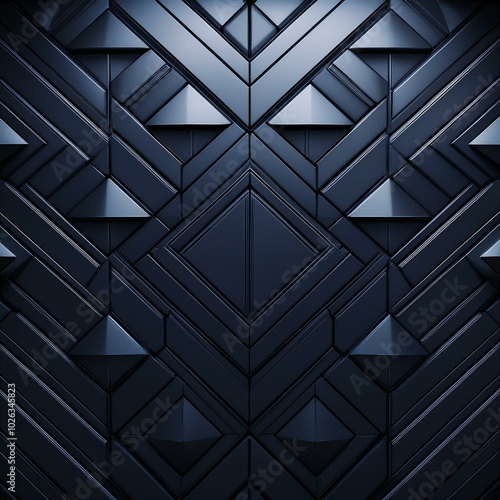 futuristic high tech dark background with a triangular block structure wall texture with a 3d triangle tile pattern 3d render