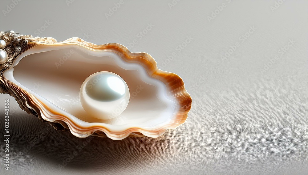 pearl one natural pearl inside the oyster shell close up on light gray background nacre real pearls necklace mother of pearl wealth concept top view flat lay vertical image pearl one natural pearl inside the oyster shell close up on light gray background nacre real pearls necklace mother of pearl wealth concept top view flat lay vertical image