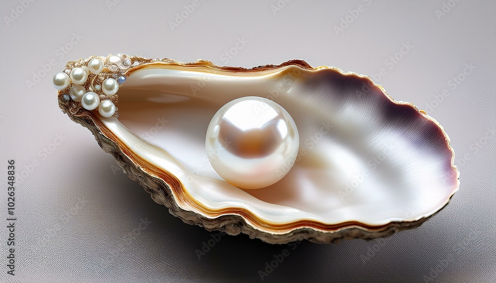 pearl one natural pearl inside the oyster shell close up on light gray background nacre real pearls necklace mother of pearl wealth concept top view flat lay vertical image pearl one natural pearl inside the oyster shell close up on light gray background nacre real pearls necklace mother of pearl wealth concept top view flat lay vertical image