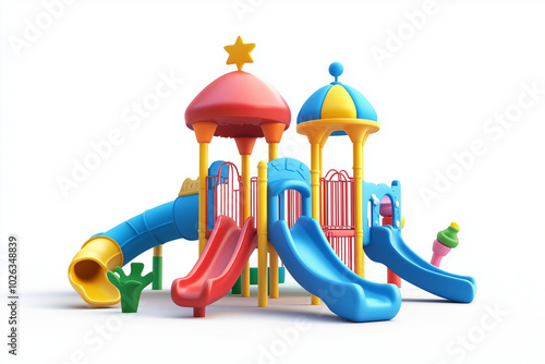 Playground, Kid playground, fun activity, kid park, play time, slider, climbing, team, friends. AI Generative.