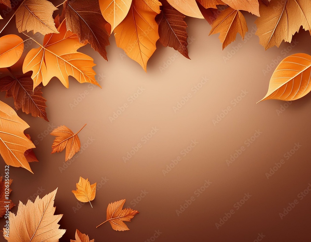 seasonal background with autumn leaves blowing in the wind mid brown banner with copy space seasonal background with autumn leaves blowing in the wind mid brown banner with copy space