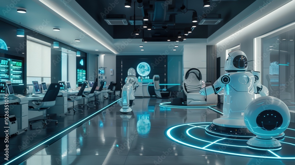 Futuristic Robot-Controlled Technology Room Futuristic Robot-Controlled Technology Room
