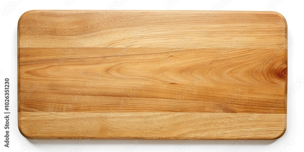 Natural wooden cutting board isolated on white background high angle view Natural wooden cutting board isolated on white background high angle view