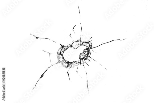 Texture of broken glass on a transparent background