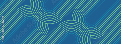 A colorful and dynamic background featuring a series of blue and green stripes with white lettering. The design is visually striking and conveys a sense of movement and energy.