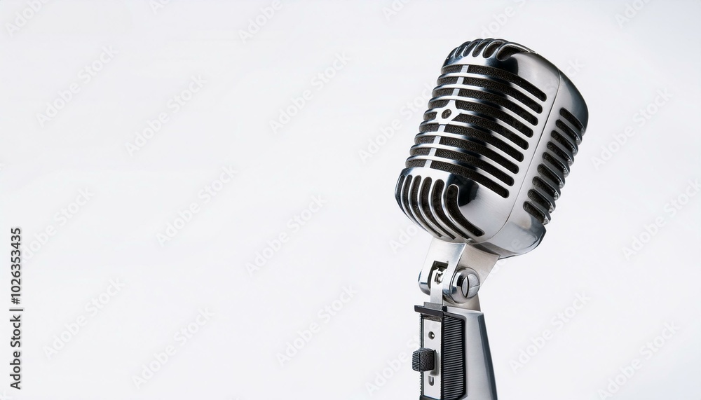 Fototapeta premium vintage silver microphone isolated on white background