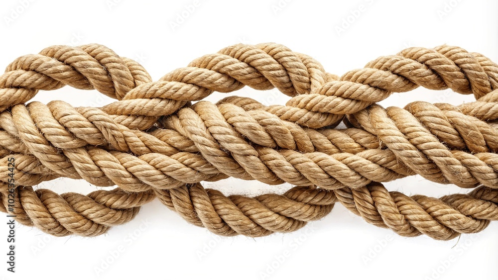 nautical knots made of rough natural rope isolated on white background nautical knots made of rough natural rope isolated on white background