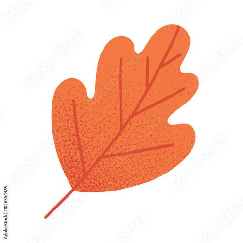 Isolated vector autumn seasonal oak leaf in fall colors.Modern autumn foliage with texture in trendy style for banners,social media marketing,patterns,branding,packaging,covers, prints.