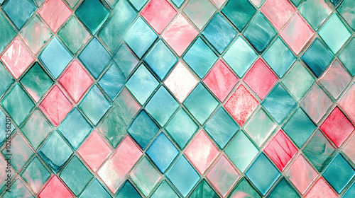 Wallpaper Mural Green and pink mosaic patterns background Torontodigital.ca
