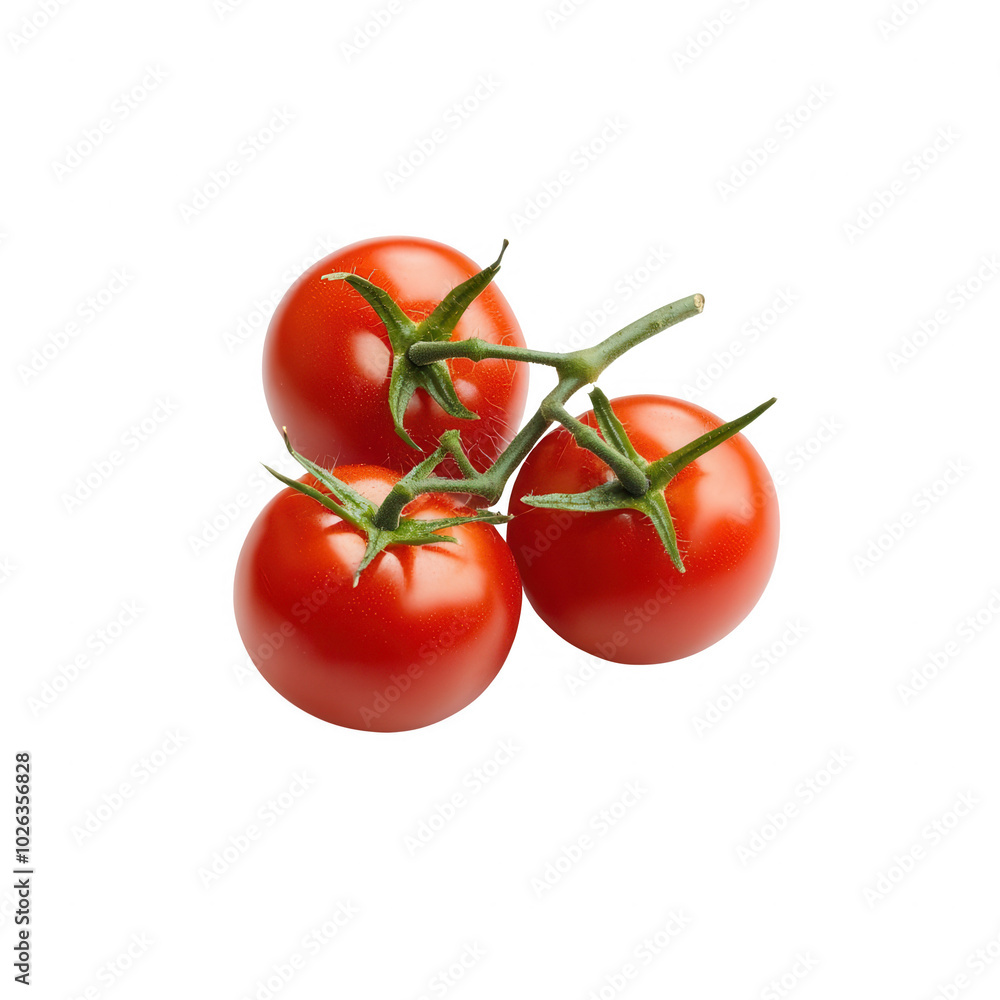 Fresh vine-ripened tomatoes isolated on white background. Fresh vine-ripened tomatoes isolated on white background.