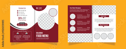 Bi-fold restaurant food menu template design.