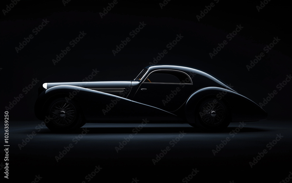 Fototapeta premium silhouette of a vintage sports car. generative ai