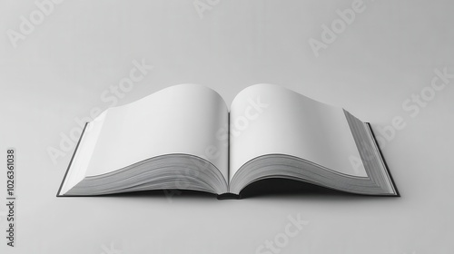 Magazine mockup, open view, blank screen, clean design, no text no logo symbol icon