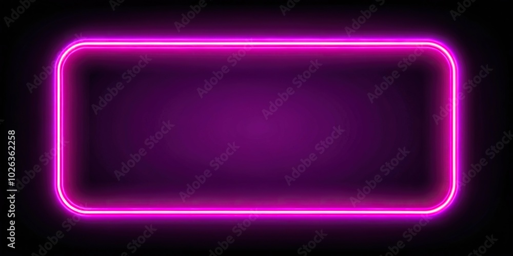 Neon pink glowing frame on dark background Neon pink glowing frame on dark background