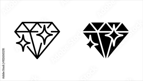 Set of diamonds line in a flat icons style. Abstract black diamond collection icons. vector illustration on white background