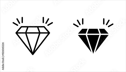 Set of diamonds line in a flat icons style. Abstract black diamond collection icons. vector illustration on white background