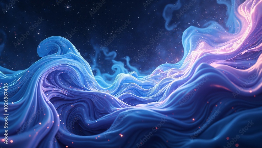 Obraz premium Mesmerizing liquid light waves in vibrant blue and purple swirling patterns