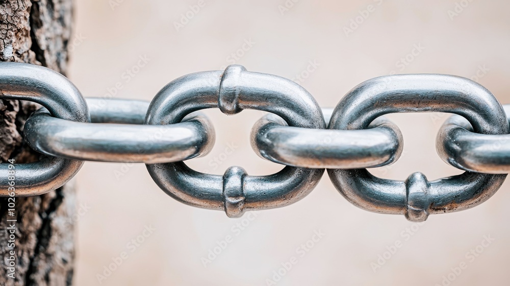 A chain is hanging from a tree branch A chain is hanging from a tree branch