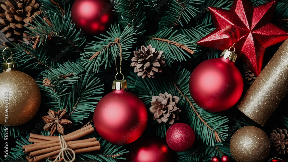 Festive Christmas background , Winter decorations and Holiday Cheer Festive Christmas background , Winter decorations and Holiday Cheer