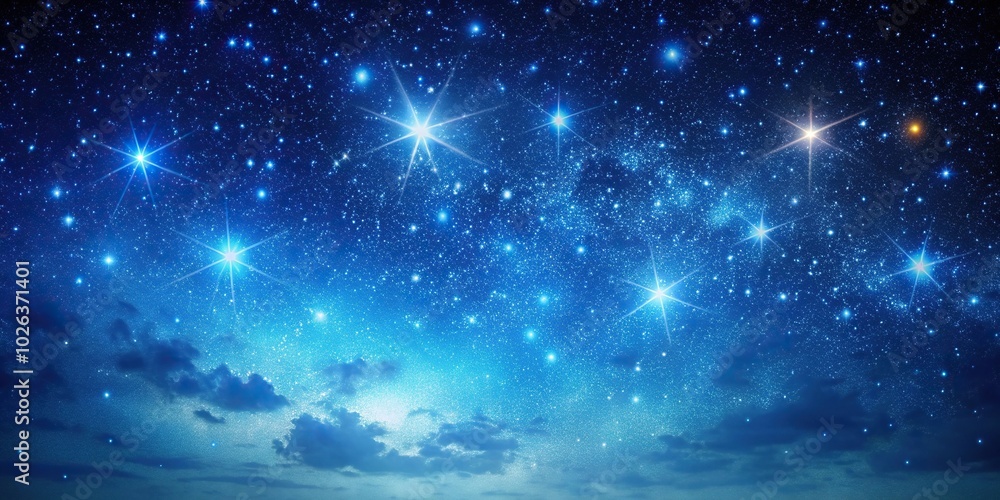 Fototapeta premium Night sky with stars texture in blue overlight and noise technique