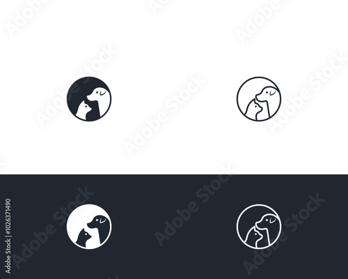 Dog and cat logo design template vector, line of pet logo design suitable for pet shop, store, caffe, business, hotel, veterinary clinic, Domestic animals vector illustration logotype, sign or symbol