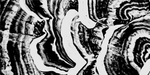 Noise dot frame gradient. Rectangular grain effect. Stipple pattern black background.