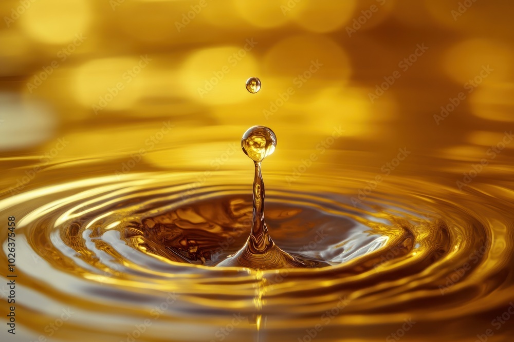 Golden Water Drop Splash in Light Reflection Golden Water Drop Splash in Light Reflection