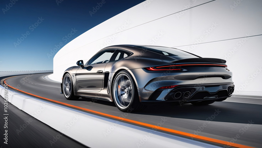 Exquisite Sports Car in Motion A Stunning Capture of Luxury, Speed, and Aerodynamic Design Against a Pristine Backdrop Exquisite Sports Car in Motion A Stunning Capture of Luxury, Speed, and Aerodynamic Design Against a Pristine Backdrop