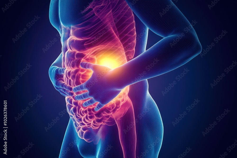 Abstract Human Anatomy with Highlighted Pain Area Abstract Human Anatomy with Highlighted Pain Area