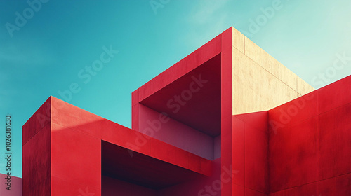 Visually Stunning Desktop Wallpaper Capturing the Essence of Minimalistic Architecture with Simple Shapes, Lines, and Colors to convey the beauty of minimalism.