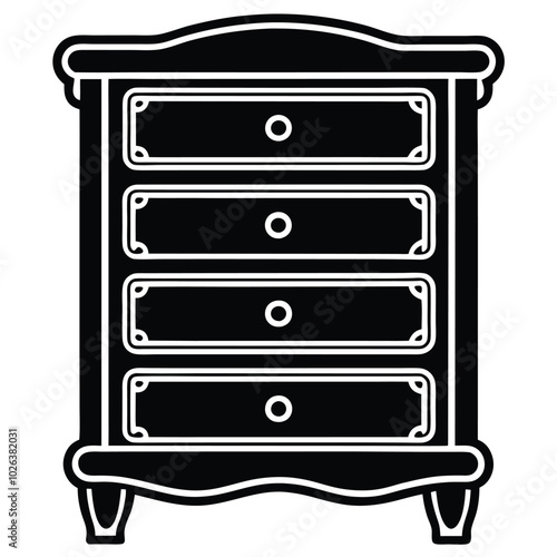 dresser silhouette vector line art design illustration on white background