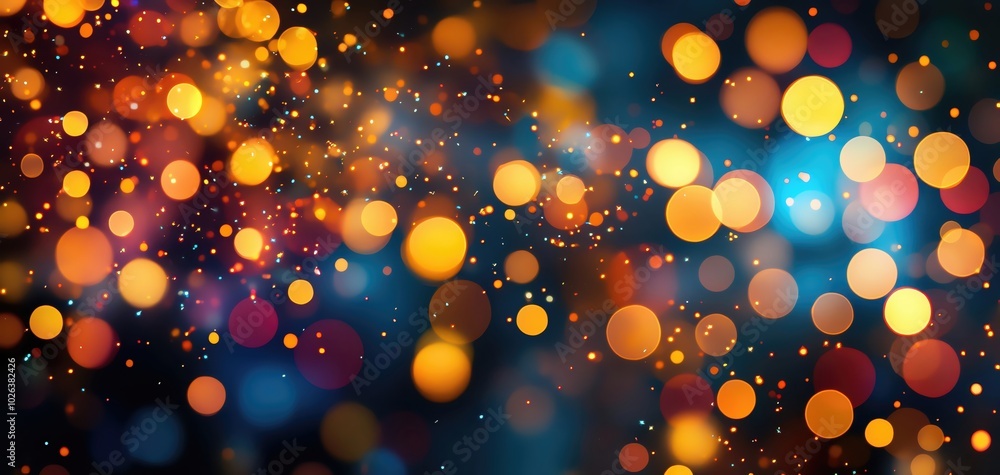 Colorful bokeh lights creating a festive atmosphere on a dark background. Colorful bokeh lights creating a festive atmosphere on a dark background.